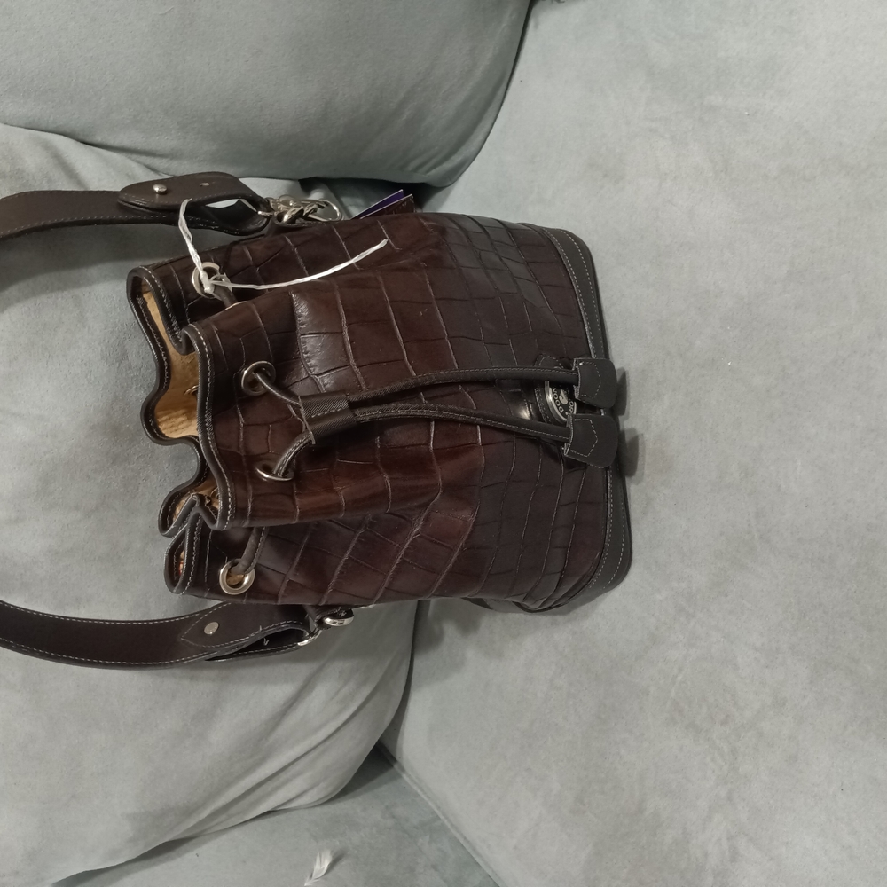 Elegant Brown Leather Bucket Bag